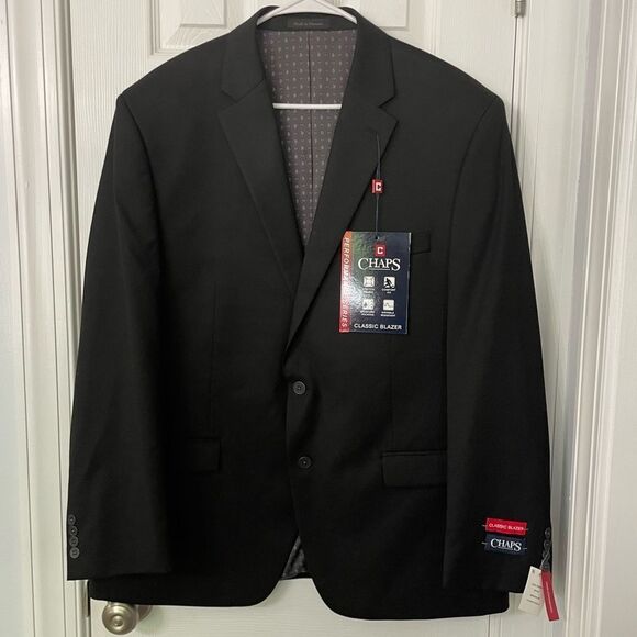 NWT CHAPS CLASSIC BLAZER 46R BLACK Sport Coats & Blazers